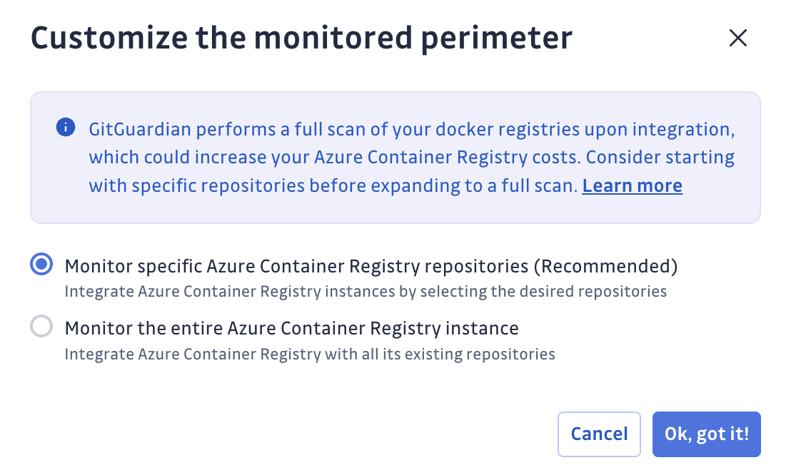 Azure Container Registry Default Monitored Perimeter