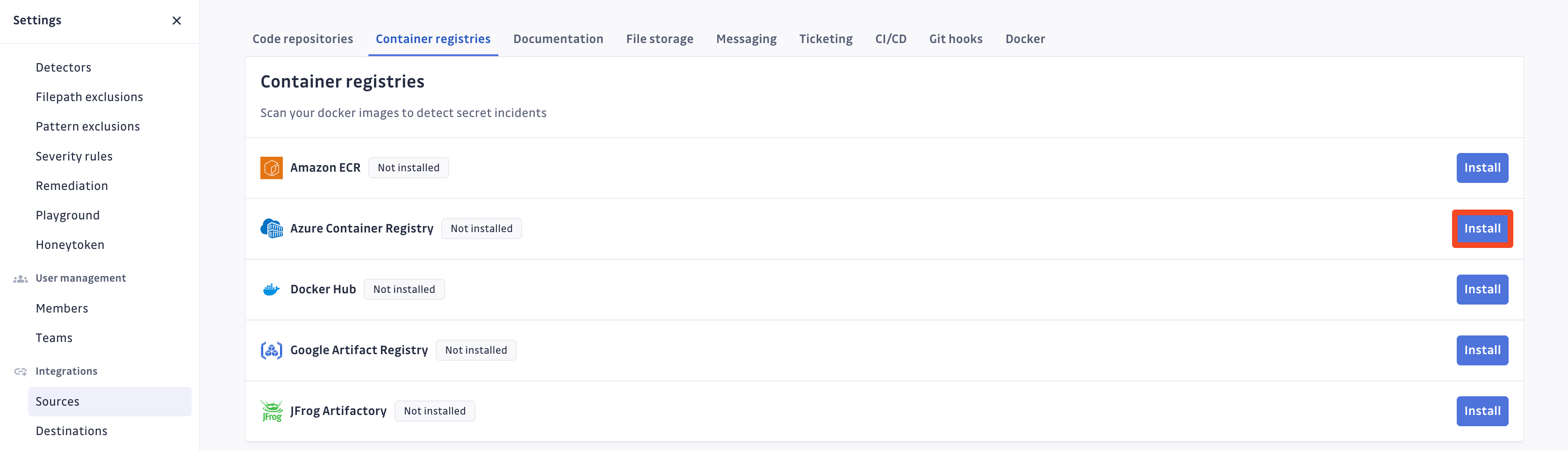 Azure Container Registry install