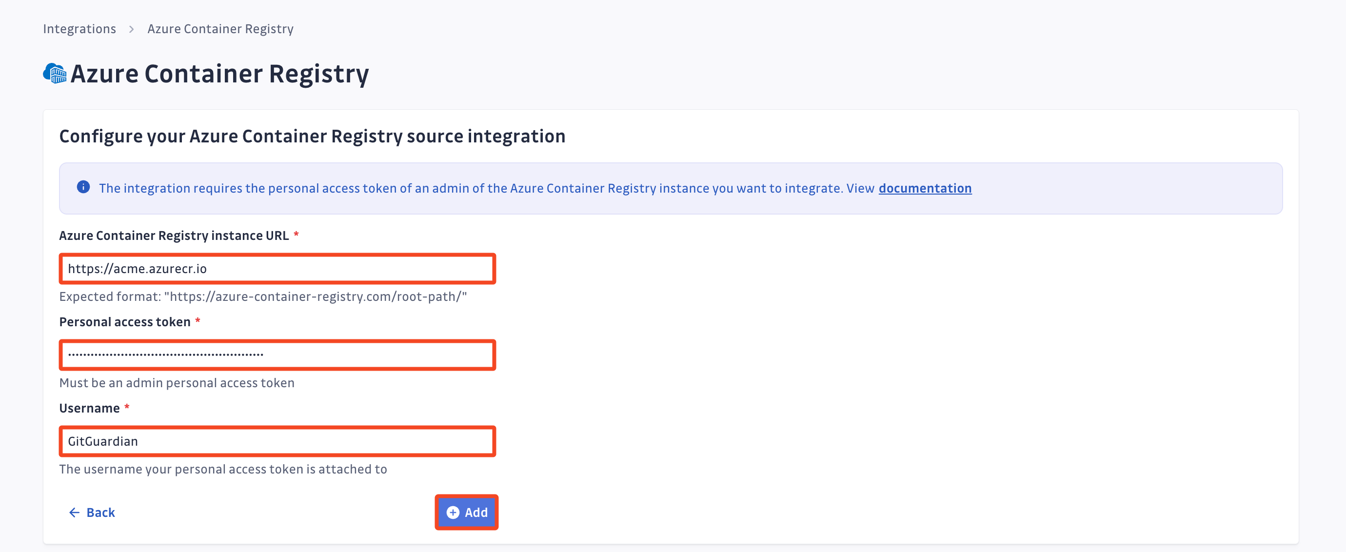 Azure Container Registry integration