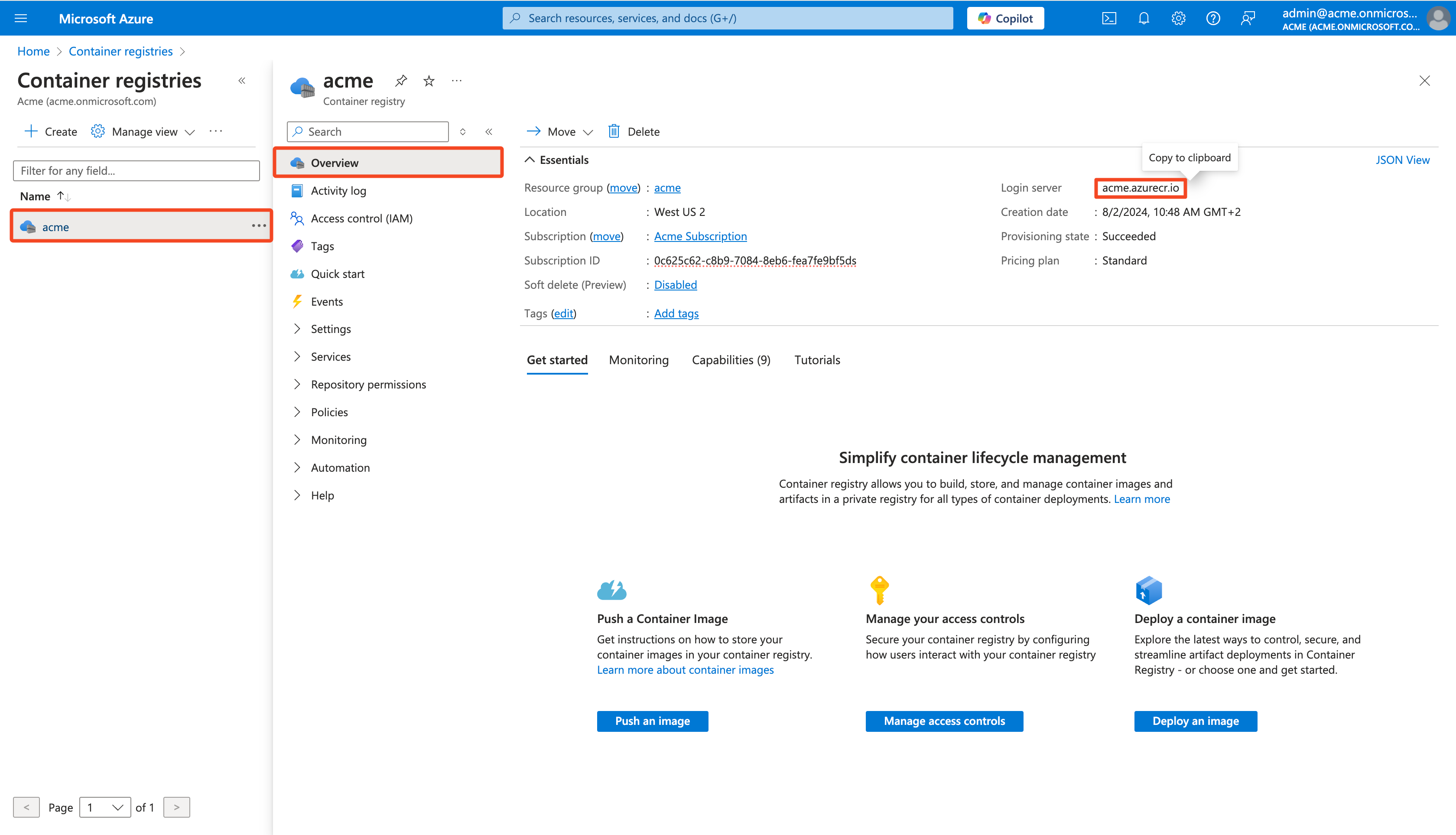 Azure Container Registry Login Server