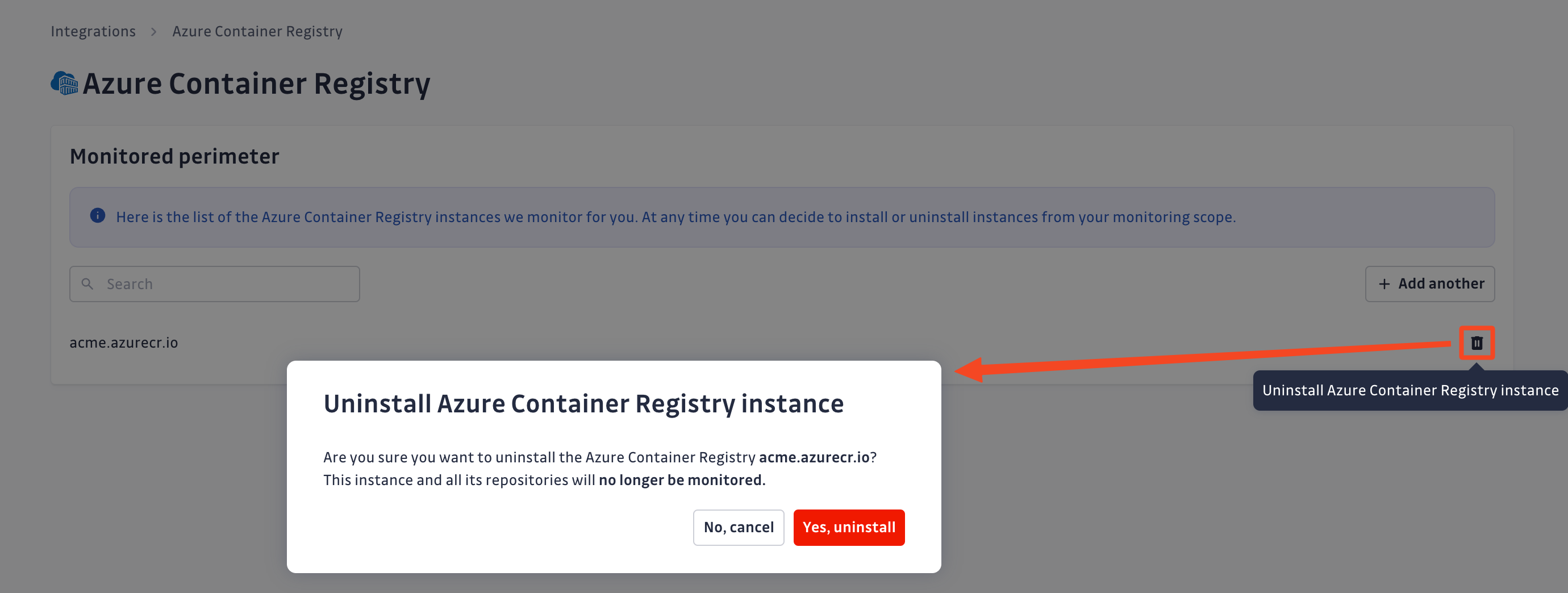 Azure Container Registry uninstall