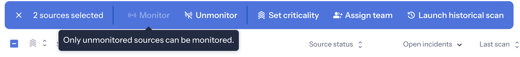 Disabled bulk action