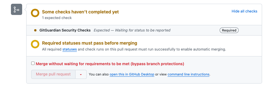 Required and pending check run