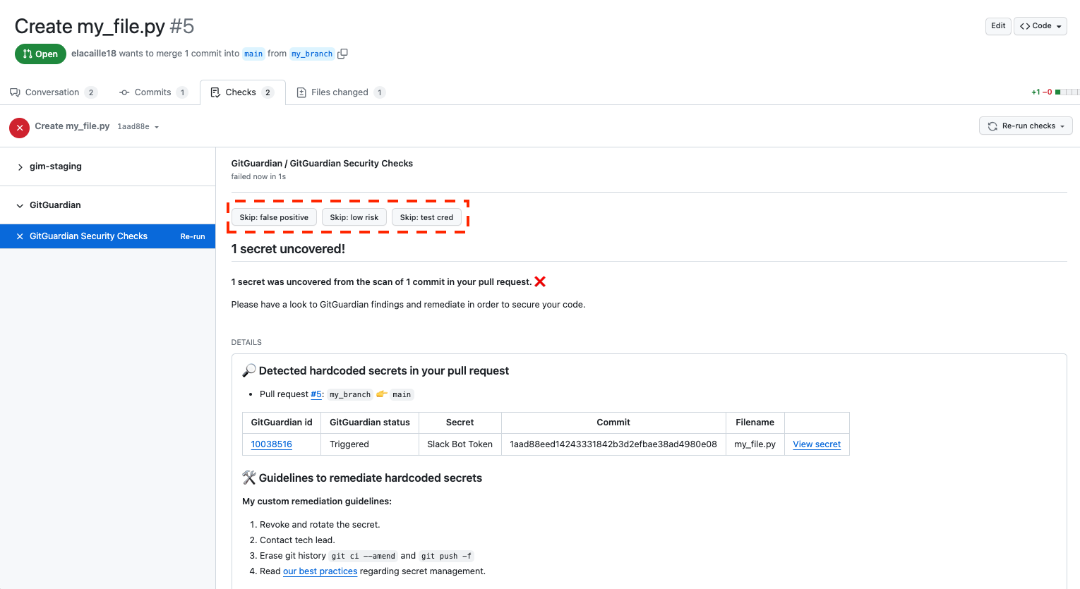 GitHub checkruns skip buttons