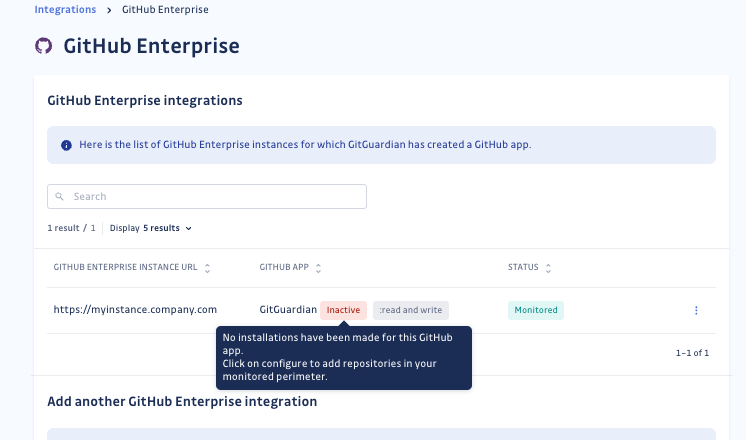GHE configuration page
