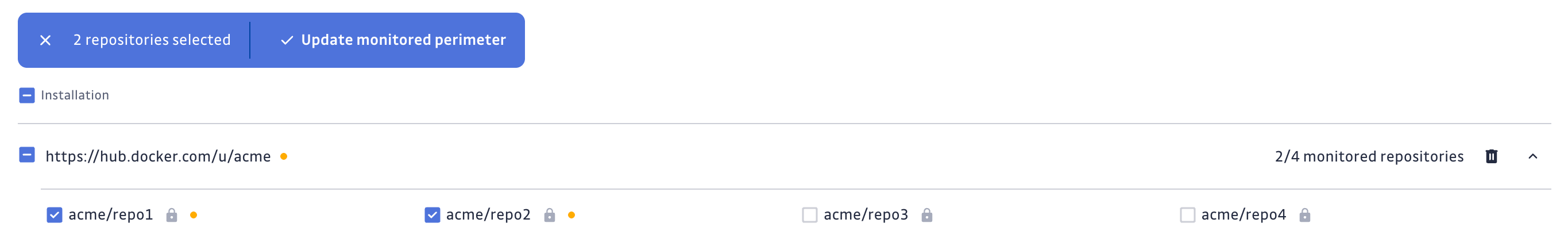 Docker Hub Custom Monitored Perimeter