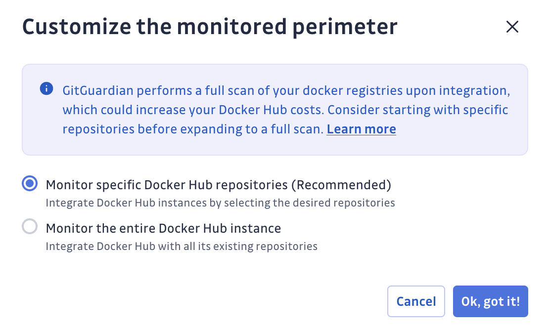 Docker Hub Default Monitored Perimeter