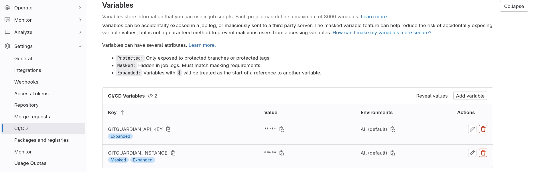 GitLab CI/CD env