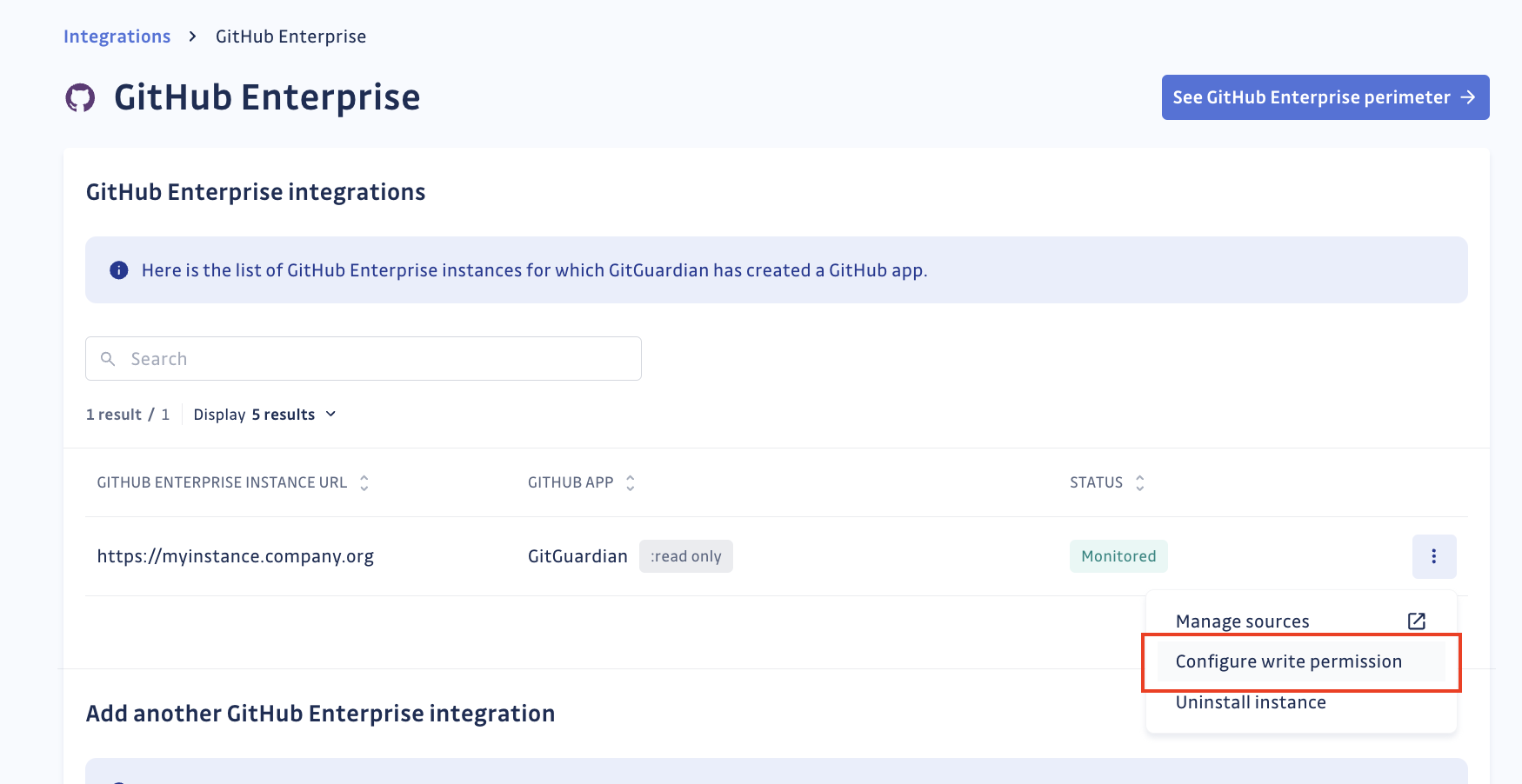 GHE configuration page