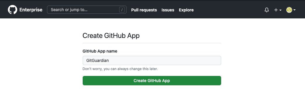 GHE app creation via manifest