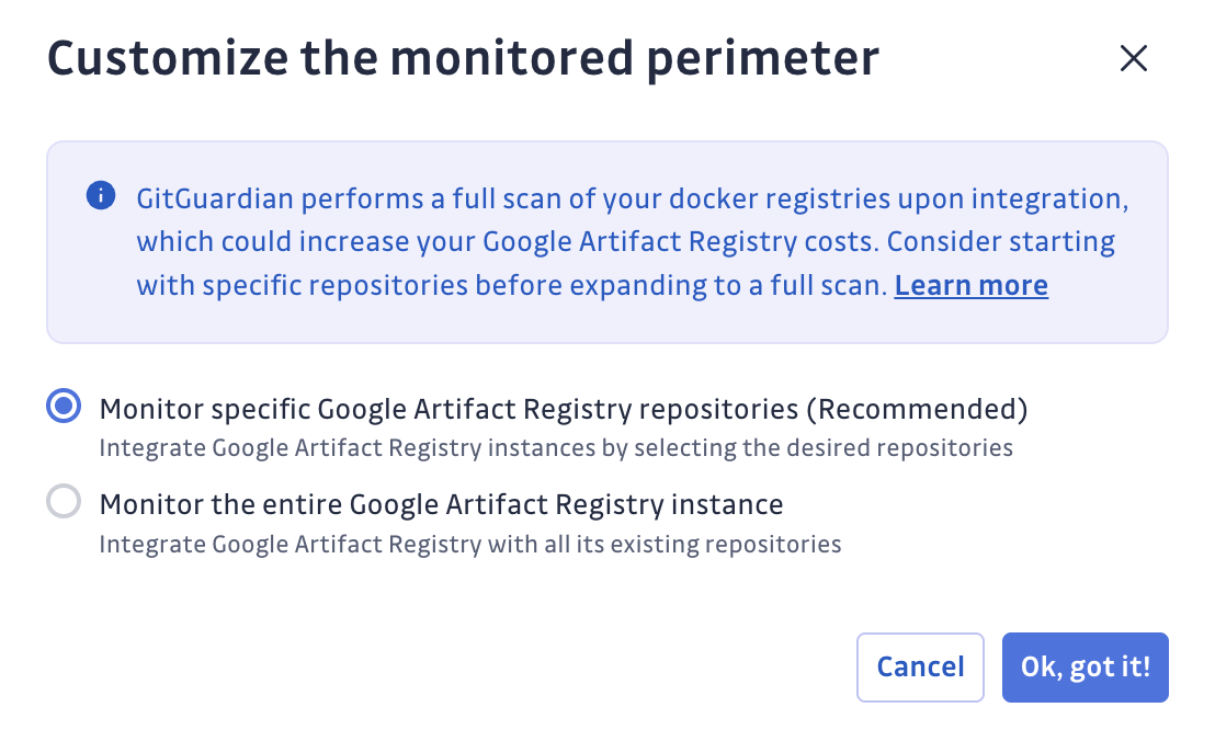 Google Artifact Registry Default Monitored Perimeter