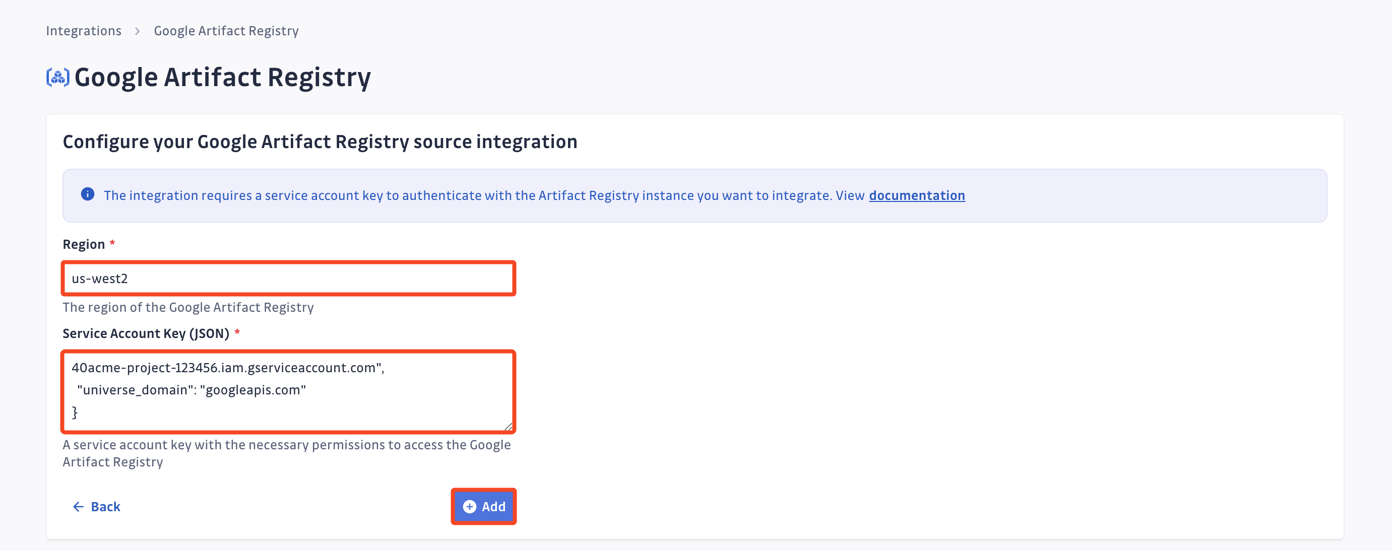 Google Artifact Registry integration