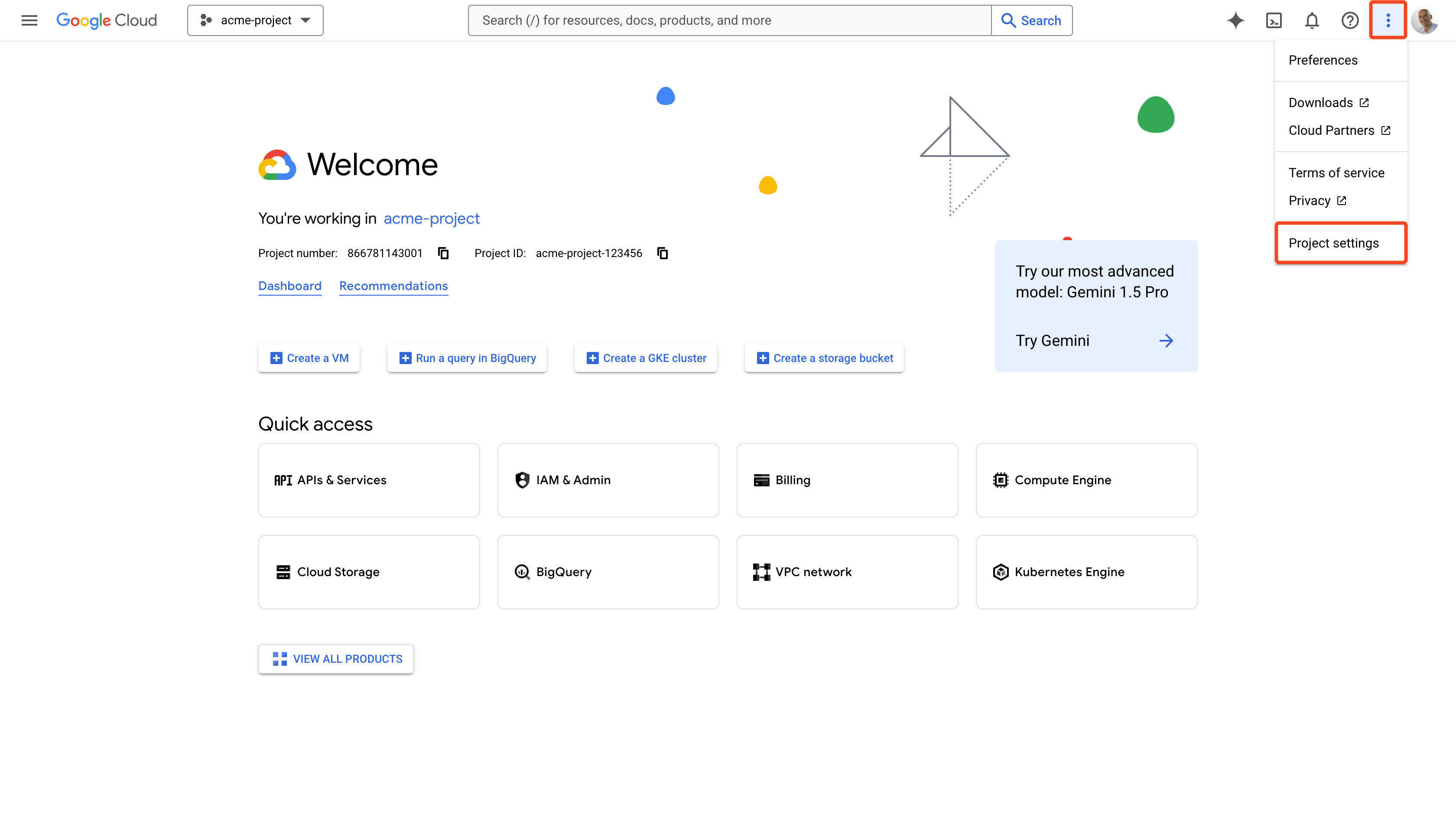 Google Artifact Registry Project Settings