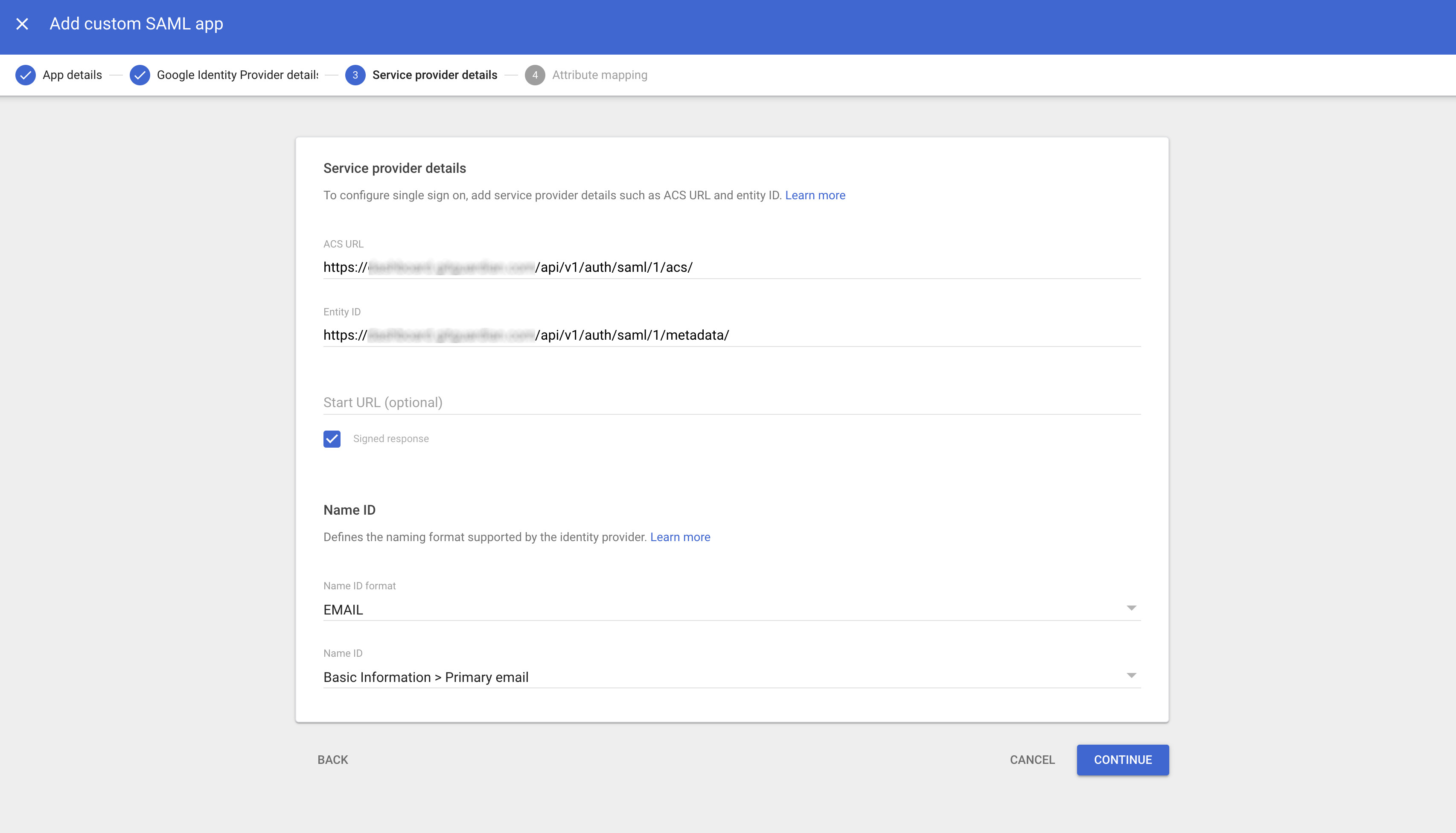 google config sp