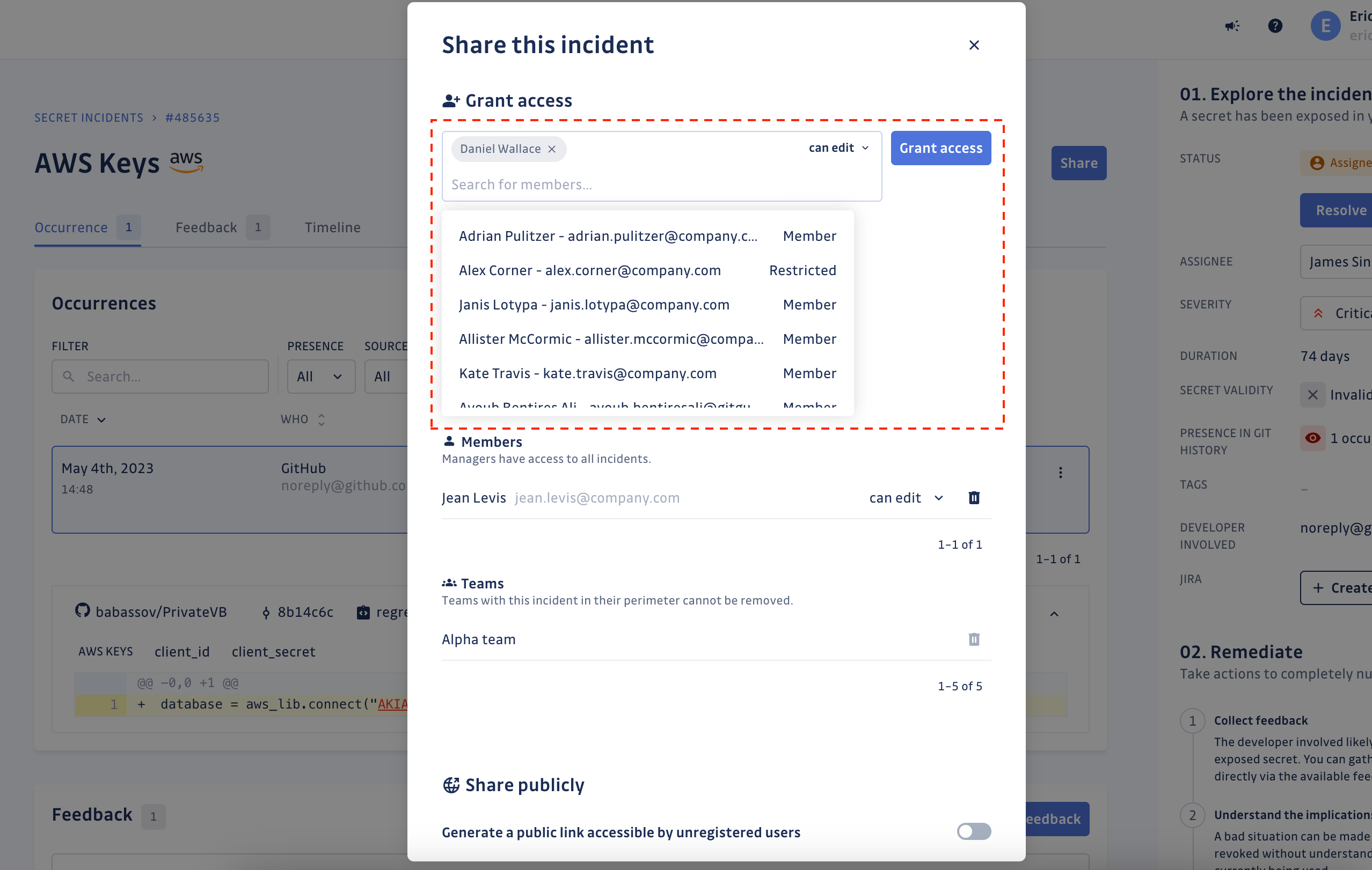 Grant access to individuals