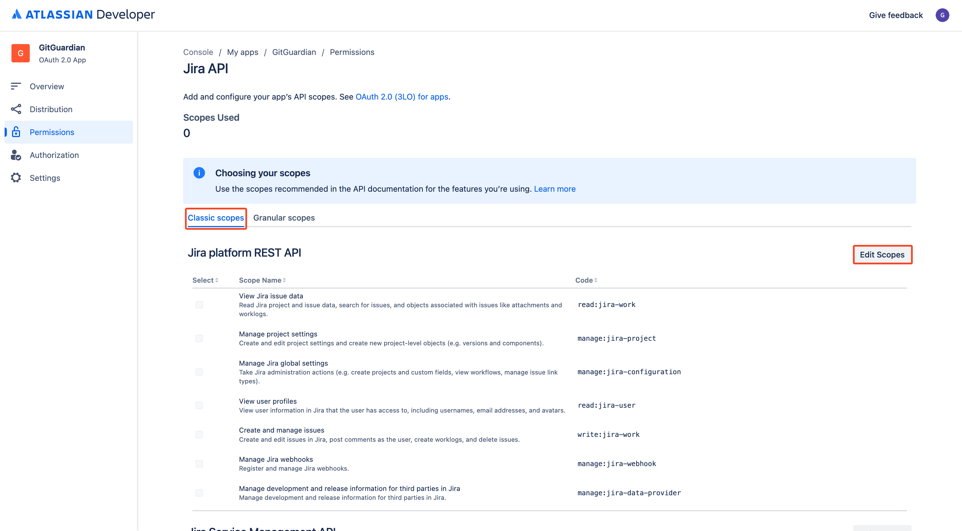 Jira Cloud - Classic scopes edit