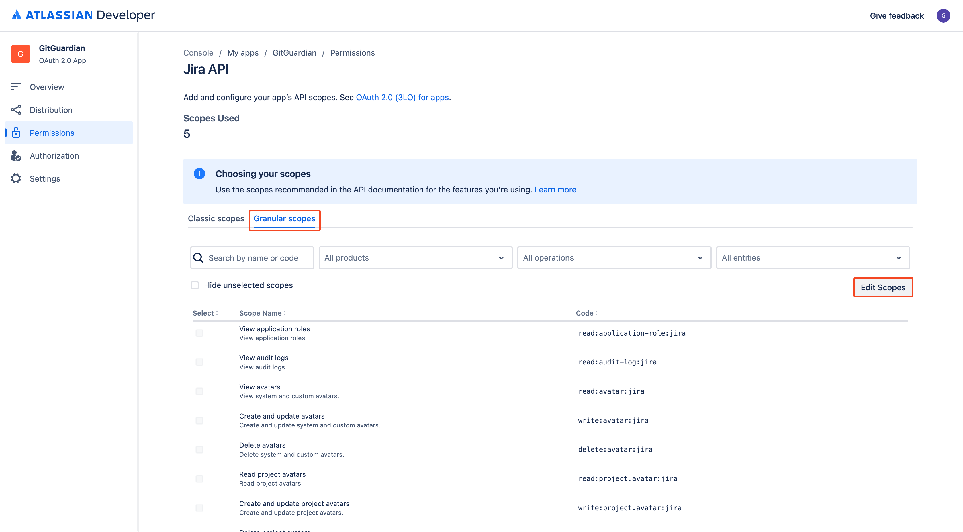 Jira Cloud - Granular scopes edit