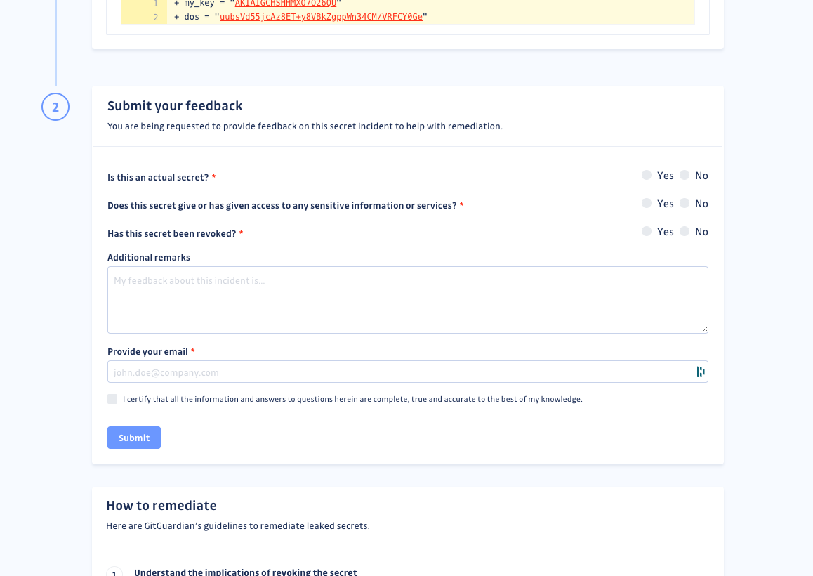 Public share page feedback panel