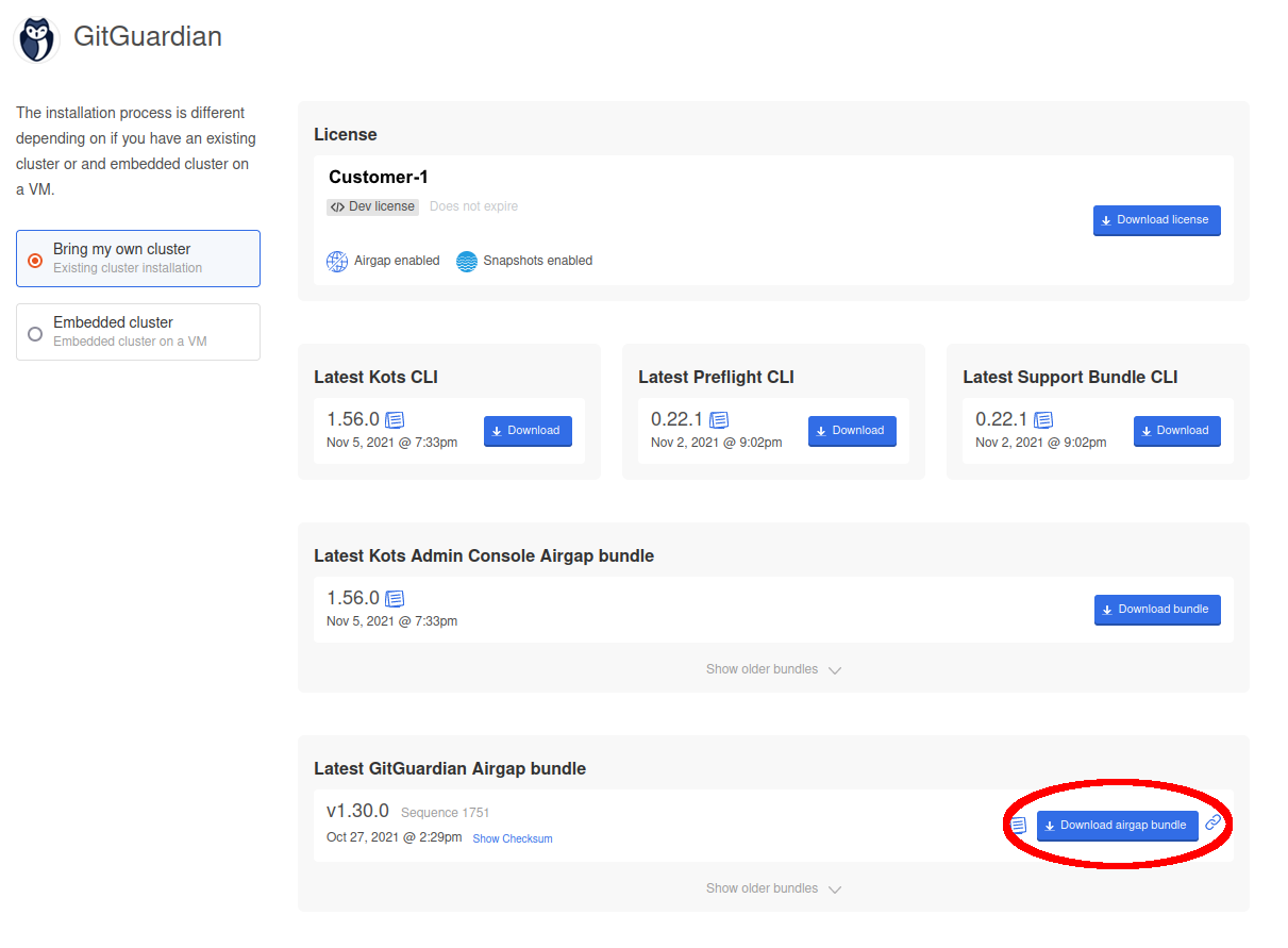 Download portal airgap embedded